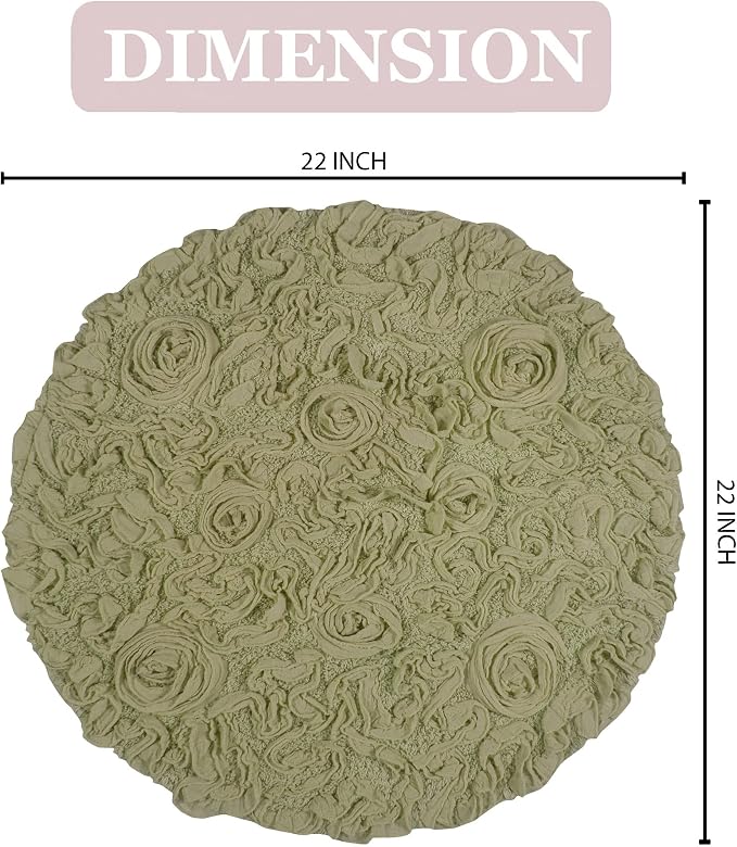 Home Weavers Bell Flower Collection 100% Cotton Tufted Bath Rugs, Extra Soft and Absorbent Bath Rugs, Non-Slip Bath Mats, Machine Washable, Bath Mats for Bathroom Floor and Tub, 22" Round, Green