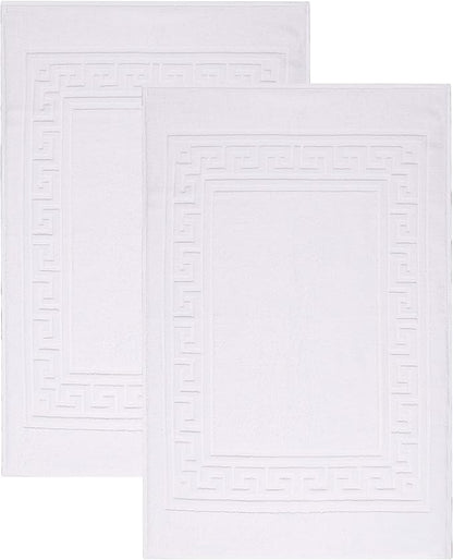 Superior Heavyweight Cotton Bath Mats, Bath Rugs For Bathroom Accessories, Washable Rug For Shower, Bath, Toilet, Modern Decor, No Backing, Luxury Hotel And Spa Quality, Set of 2, 22" x 35", White