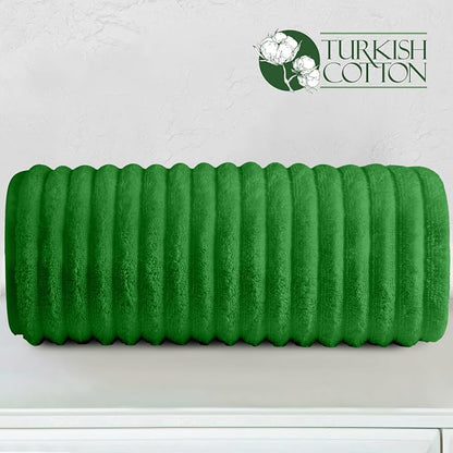 Elegant Comfort 100% Turkish Cotton Corduroy Ribbed Luxury Jumbo Bath Towel Ultra Soft - 35 x 70 Inch - Luxury Spa Premium Hotel Quality Highly Absorbent and Quick Dry Large Bath Towel, Emerald Green