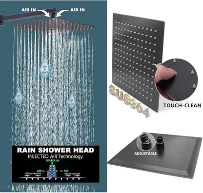 Oil Rubbed Bronze Shower System Digital Display Shower Faucet Set with Wall Mounted Full Body Shower Head(12 inch + 8 inch), Handheld Shower