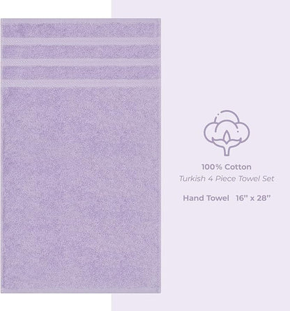 American Soft Linen Luxury Hand Towels for Bathroom, 600 GSM Heawy Weight 16x28 Size 100% Cotton Turkish 4 Piece Hand Face Towel Set, Lilac Hand Towels