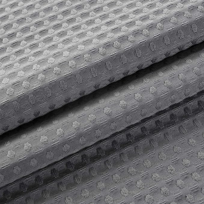 Shower Curtain Fabric 60 x 72 inch, Waffle Weave, Hotel Luxury Spa, 230 GSM Heavy Duty, Water Repellent, Machine Washable, Gray Pique Pattern Decorative Bathroom Curtain