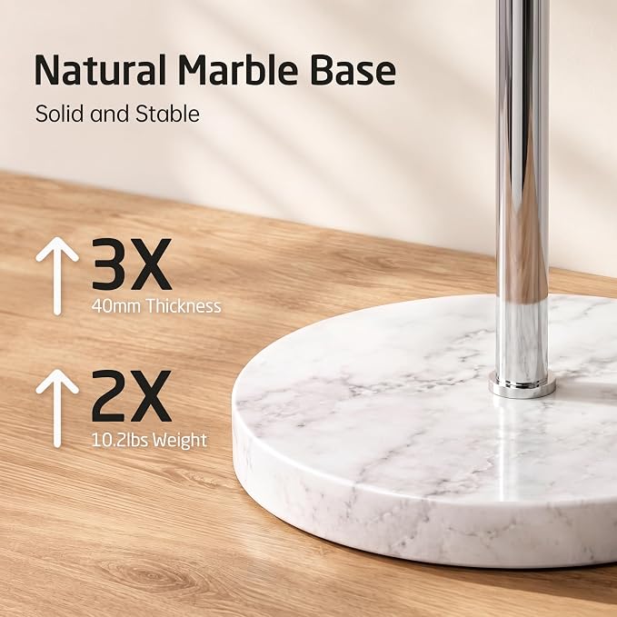 KES 40" Freestanding Towel Rack with 10.2lb Marble Base, Polished Finish | Polished Finish, Swivel Bars For Airflow, Anti-Slip Pad Protects Floors, No-Wall-Damage, Modern Style
