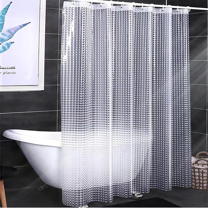 Clear Shower Curtain Liner, 100% Waterproof EVA 3D Shower Curtains with 3 Duty Heavy Bottom Magnets and 12 Rust Proof Grommets, 72x72 Weighted Shower Liner for Shower Stall, Bathtubs