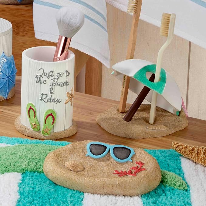 Avanti Linens - Accessory Set, Resin Tumbler, Toothbrush Holder, Soap Dish & Lotion Pump, Durable Bath Decor (Beach Mode Collection)