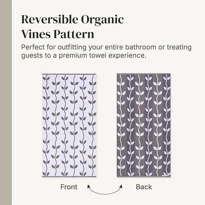 Modern Threads Natural Vine 6-Piece 100% Cotton Towel Set – Yarn Dyed Jacquard – Includes 2 Bath Towels, 2 Hand Towels, 2 Washcloths – Absorbent, Quick Dry, Soft & Durable – Purple
