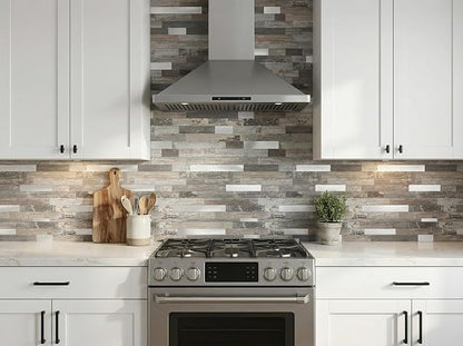 Yipscazo 2026 New Upgrade Peel and Stick Wood Metal Tile Backsplash, Stick on Tiles for Backsplash Kitchen, Bathroom (10 Sheets, Light Wood)