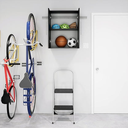 Prepac HangUps 24” Wall Mount Storage Cabinet, Ideal Bathroom, Laundry, Kitchen, Office, Garage Cabinet for Organization and Extra Storage, Attaches to Wall Mounted Rail, 24”W x 30”H, 12”D, Black
