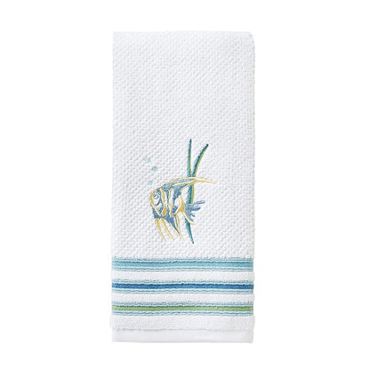 SKL Home Ocean Watercolor Hand Towel, White (2-Pack), 16 x 26 | 100% Cotton. 550 GSM. Plush & absorbent. For use in the bathroom, kitchen or bar. Great for Airbnb & beach décor.