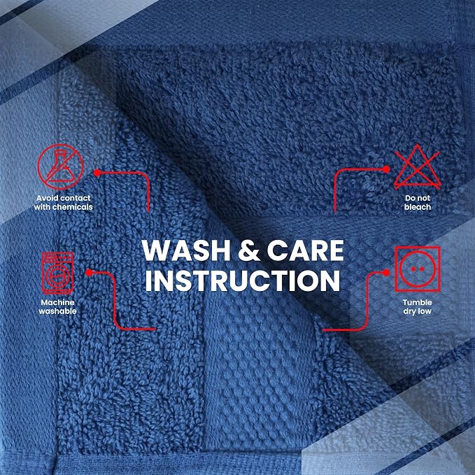 Infinitee Xclusives 100% Cotton Luxury Wash Cloths for Showering - 12 Pack | Washcloths [13x13] - Soft and Absorbent Face Towels for Bathroom Wash Clothes - Gym, Spa & Hotel Use