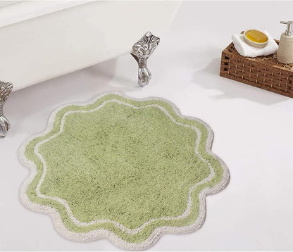 Home Weavers Allure Collection 100% Cotton Tufted Round Shape Bathroom Rug, Soft and Absorbent Bath Rugs, Non-Slip Bath Carpet, Machine Wash Dry Bath Mats for Bathroom Floor, 30" Round, Green