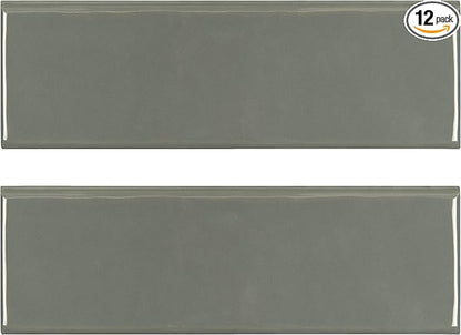 MSI Urbano Graphite 4x12 Inch Glossy Bullnose Ceramic Subway Wall Tile - Bathroom, Kitchen Backsplash, Accent Wall, Shower