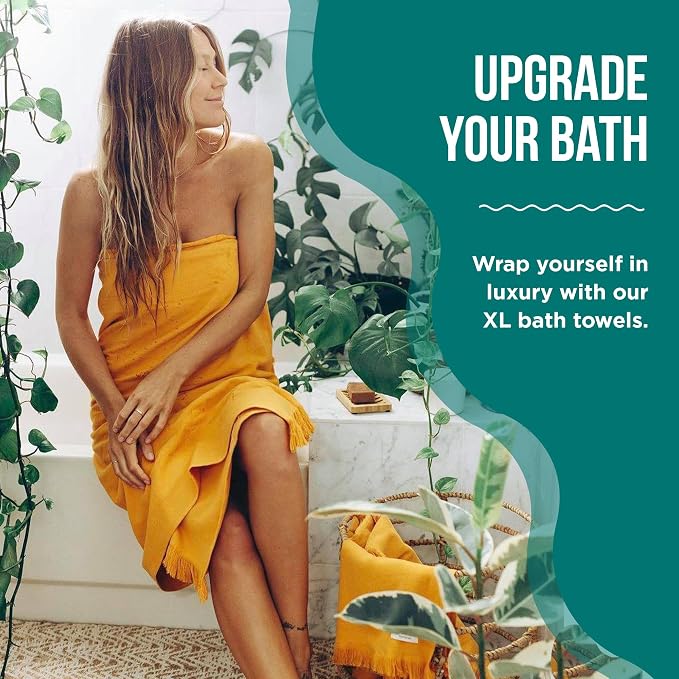 Sand Cloud Turkish Premium Bath Towels for Bathroom - Large, Set of 4 | 100% Certified Organic Turkish Cotton Yarn - Lightweight, Soft & Absorbent - Dry Faster & Cleaner - Terra Navy