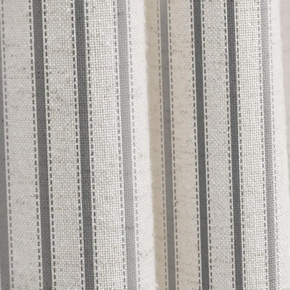 Farmhouse Striped Shower Curtain Grey Vintage Linen Curtain 72"W X 84"L | Extra Long Striped Shower Curtains with Linen Texture for Bathroom Decor