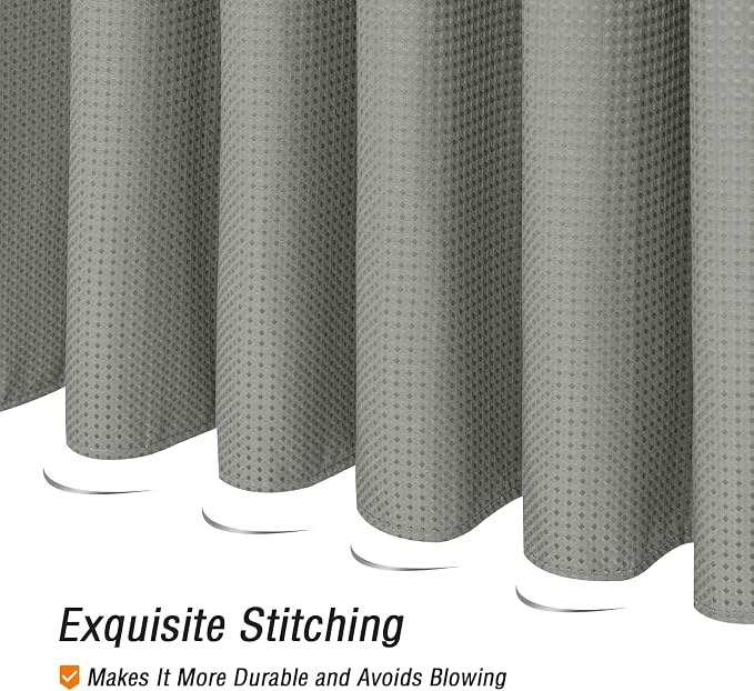 230GSM Grey Shower Curtain, 72 X 72 | 230GSM Fabric Shower Curtain for Bathroom - Soft Cloth & Hotel Spa Luxury, Water Repellent, Machine Washable