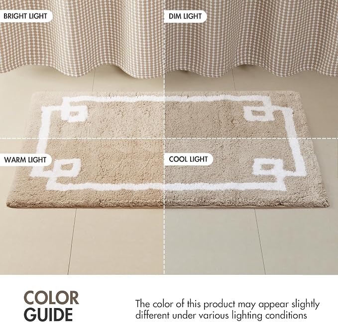 Madison Park Evan 100% Cotton Bath Rug Plush Absorbent, 24" x 40", Taupe | Non-slip Backing, OEKO TEX, Luxurious Tufted Plush Bath Mat for Bathroom, Quick Dry, Spa Design Decorative for Shower Room