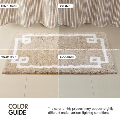 Madison Park Evan 100% Cotton Bath Rug Plush Absorbent, 24" x 40", Taupe | Non-slip Backing, OEKO TEX, Luxurious Tufted Plush Bath Mat for Bathroom, Quick Dry, Spa Design Decorative for Shower Room