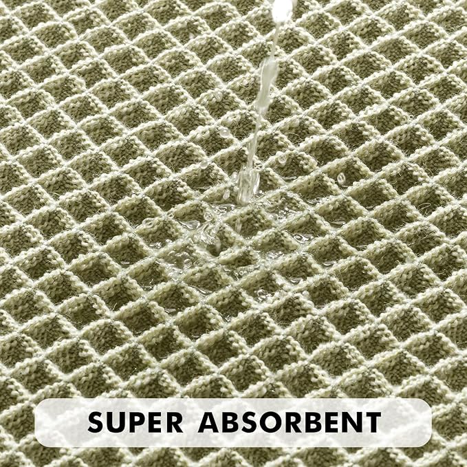 MIULEE Set of 2 Waffle Bathroom Rugs Sage Green Bath Mat 17"x24"+18"x30" | Non Slip, Super Absorbent, Washable, Ultra Soft, Rubber Backed, Small Boho Bath Rugs for Bathroom Floor Tub Shower