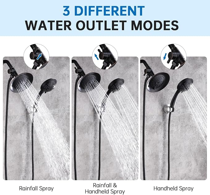 G-Promise Solid Metal 3-Way Shower Diverter Valve (Oil Rubbed Bronze) | Smooth Knob Switch, Spray Separately or Both, Anti-Leak, Easy to Install, Standard Connections, Universal Replacement Part