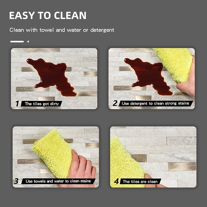 Peel and Stick Backsplash for Kitchen, Self-Adhesive Metal Gold Beige Marble Subway Tiles Decorate Kitchens Bathrooms Laundry Fireplaces, 10-Sheets