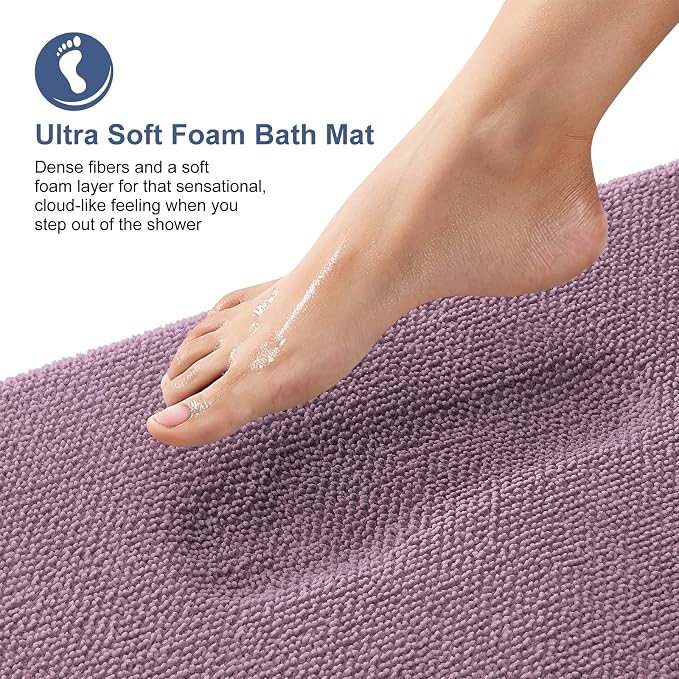 OLANLY Memory Foam Small Bathroom Rugs 24x16, Absorbent Bath Mat, Deep Plum | Soft Quick Dry Bath Rugs, Non-Slip Carpet, Machine Washable Mat for Bathroom Floor, Tub and Shower, Home Decor Accessories