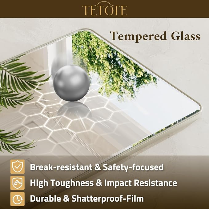 Brushed Nickel Mirror 20 x 30 Beveled Edge Tempered Glass, Rounded Corner Rectangle Bathroom Mirror for Over Sink for Modern Bathroom, Living Room, Bedroom, Entryway