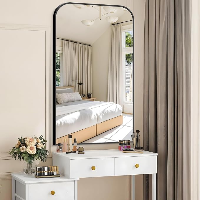 COFENY Bathroom Mirror, 24x40 inch Black Rectangle Wall Mounted Mirror with Thin Frame, Bathroom Vanity Mirrors for Over Sink, Entryway, Living Room, Bedroom