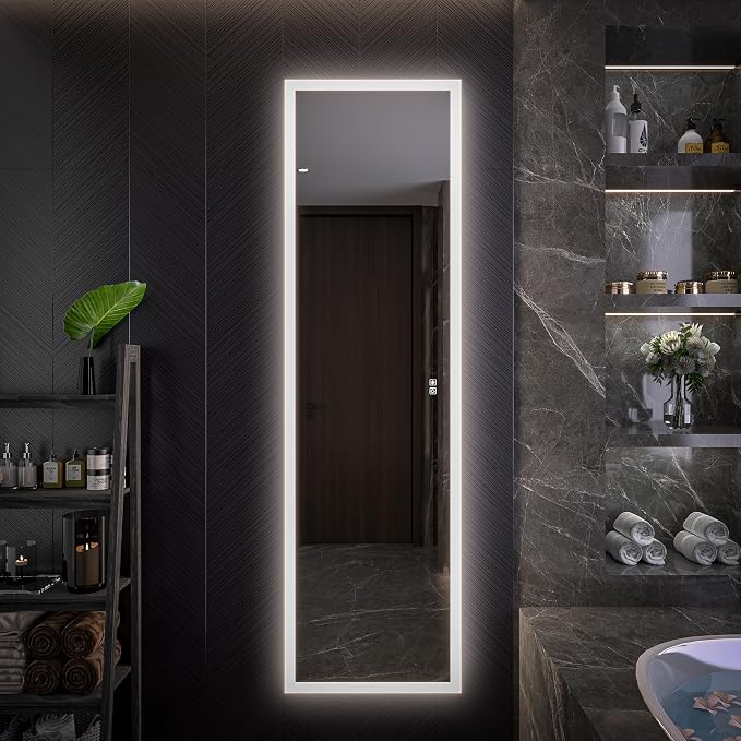 20 X 70 Full Body Lighted Medicine Cabinet with Mirror with Dimmable Front&Backlit, Outlets, Sensor Light, 5 Adjustable Shelves, Surface/Recessed Mounted Aluminum LED Medicine Cabinet for Bathroom