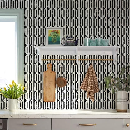 STICKGOO Peel and Stick Backsplash Tiles 12"x12", Waterproof Stick on Kitchen & Bathroom Backsplash, PVC Self Adhesive Wall Tiles for Fireplace, White/Marble Black (10 Sheets)