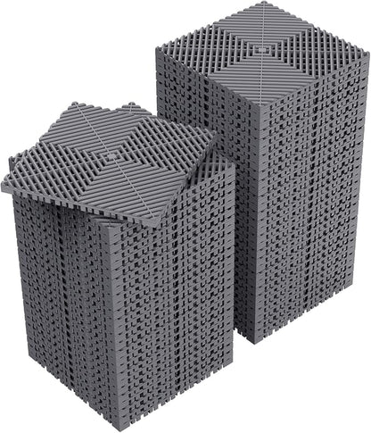 Jocoevol 60-Pcs Interlocking Tile, 12" x 12" Indoor/Outdoor Self-Drainage Interlocking Floor Tiles, Non-Slip Heavy-Duty Polypropylene Splicing Flooring Tile for Garage Patio Pool Bathroom, Grey