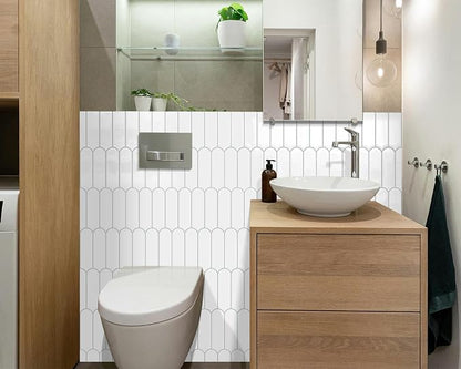 White Peel and Stick Backsplash Self Adhesive Wall Tiles 10-Sheet | Thick,Sticky,for Kitchen,Bathroom,Laundry,Sink,12"×12"