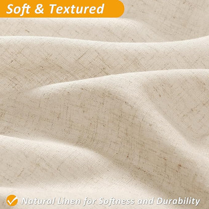 Extra Long Linen Shower Curtain 84 Inch Birch Beige Double Layer | 7ft,Curtains with Hook for Bathroom, Snap in Liner, Water Repellent, Boho Farmhouse, Modern Bath Decor, 1 Panel, 72x84