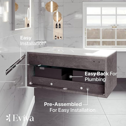 Eviva Aurora 36 in. Concrete Gray Wall Mount Single Sink Bath Vanity with Carrara Quartz Top