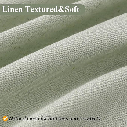 Mist Sage Linen Shower Curtain, Country Boho Farmhouse Bath Decor Shower Curtains Neutral Cloth Weighted Textured Fabric Bath Curtain Liner with Hooks, 72x78