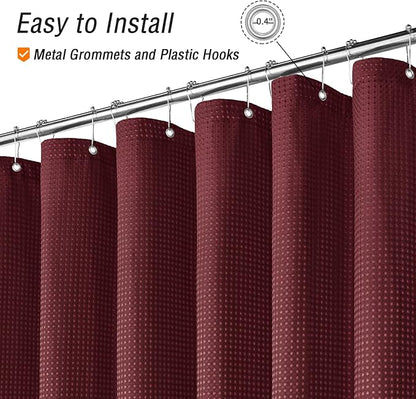 Burgundy Fabric Shower Curtain, 72 X 72 | Cloth-Textured Shower Curtain for Bathroom - Soft Cloth & Hotel Spa Luxury, Water Repellent, Machine Washable