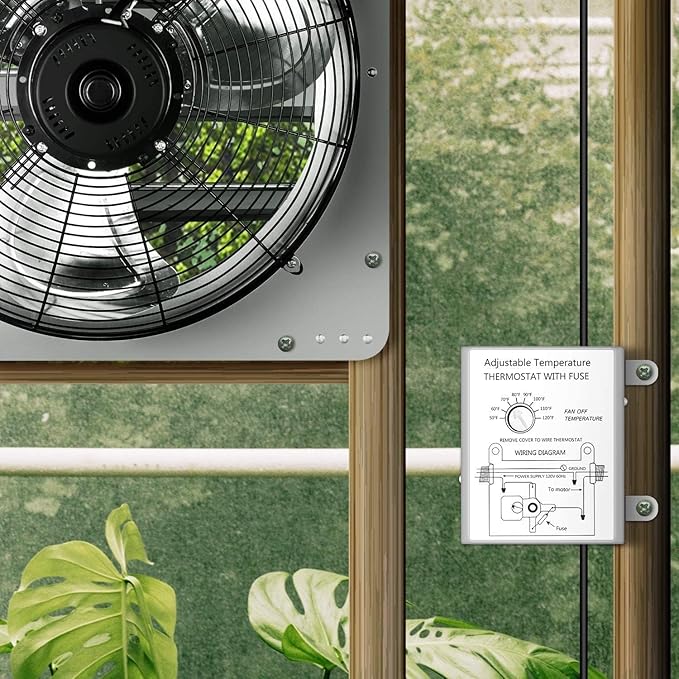 Simple Deluxe 12 Inch Variable Shutter Exhaust Fan Aluminum with Speed Controller and Power Cord Kit, 1620RPM, 1600 CFM