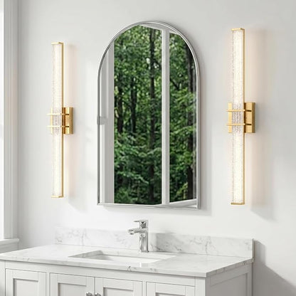 URSOLA 36" Modern LED Bathroom Light Fixtures, Golden 3CCT Dimmable Bathroom Vanity Light Over Mirror, Bathroom Vanity Bath Bar Lights with Crystal Acrylic Shade