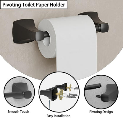 4 Pieces Bathroom Hardware Accessories Set Towel Bar Towel Holder Robe Hook Toilet Paper Holder Stainless Steel and Zinc Alloy Wall Mount