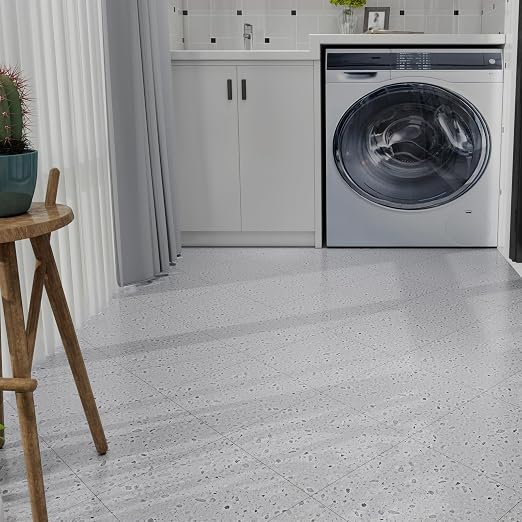 Peel and Stick Floor Tile 10-Pack 12 x 12 inch,Self-Adhesive Waterproof Vinyl Flooring Plank for Bathroom,Kitchen,Dining Room,Bedrooms,Cover 10 Sq. Ft,Modern Terrazzo