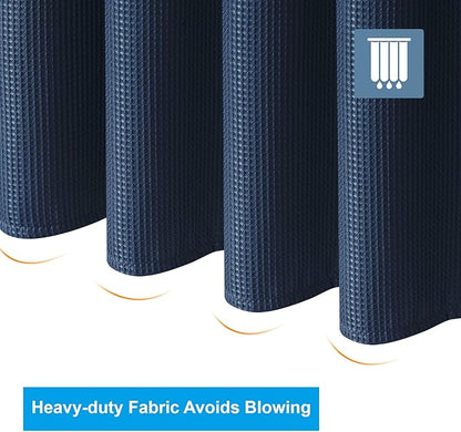 AmazerBath Navy Blue Waffle Shower Curtain Half Size, Stall Shower Curtain Fabric, Hotel Quality Bathroom Shower Curtains, 36 x 72 Inches