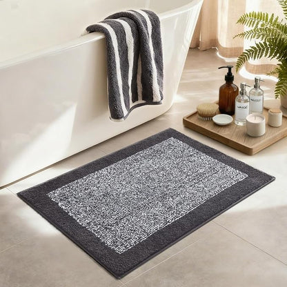 36x24 Large Bathroom Rugs Washable Non Slip, Dark Grey Bath Mat for Bathroom Floor Tub, Soft Absorbent Quick Dry Mats for Shower, Bathtub,Home Decor