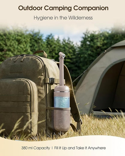 Portable Bidet for Travel & Camping - Manual Squeeze Peri Bottle Handheld | 3 Leak-Proof Seals | BPA-Free | Feminine Hygiene Care | Postpartum | Extendable Sprayer with Nozzle | for Men&Women-Khaki