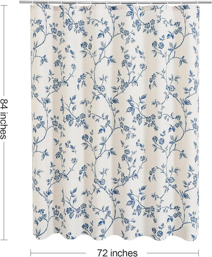 MitoVilla Extra Long Cotton Floral Shower Curtain for Bathroom,72 x 84 | Extra Long BoHo Cottagecore Spring Shower Curtains, Modern Farmhouse Country Plant Leaves Bathroom Décor, 72 x 84