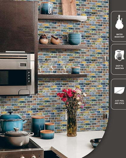 Art3d 10-Pack Marble Peel and Stick Backsplash, 12 x 12 Inch, Vintage Color | Strong Adhesion, Lightweight, Cuttable, Waterproof, Fadeless, Crack Resistant, for Kitchen, Bedroom, Ideal for Recently Moved