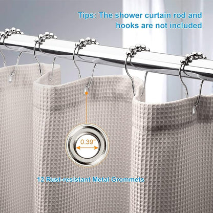 AmazerBath Waffle Shower Curtain, Khaki Shower Curtain Fabric with Waffle Weave, Hotel Quality Bathroom Shower Curtains, Heavy Duty, 72 x 72 Inches