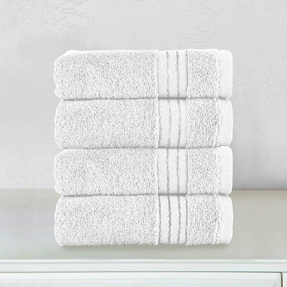 Elegant Comfort Premium Turkish Cotton 4 Pack Hand Towel Set - 16 x 28 inch, Luxurious Hotel Spa Quality 100% Turkish Cotton 4PC Hand Towel Set - Highly Absorbent - Soft Bathroom Towels, White/Gray