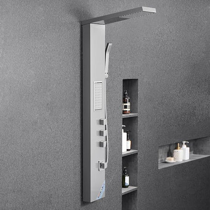 VEVOR Shower Panel Tower System with Rainfall Shower Head, 53 in Brushed Stainless Steel Shower Column, 3-Function Faucet, High Pressure Wall-Mount Rain Massage System, with Large Body Jet, Handheld