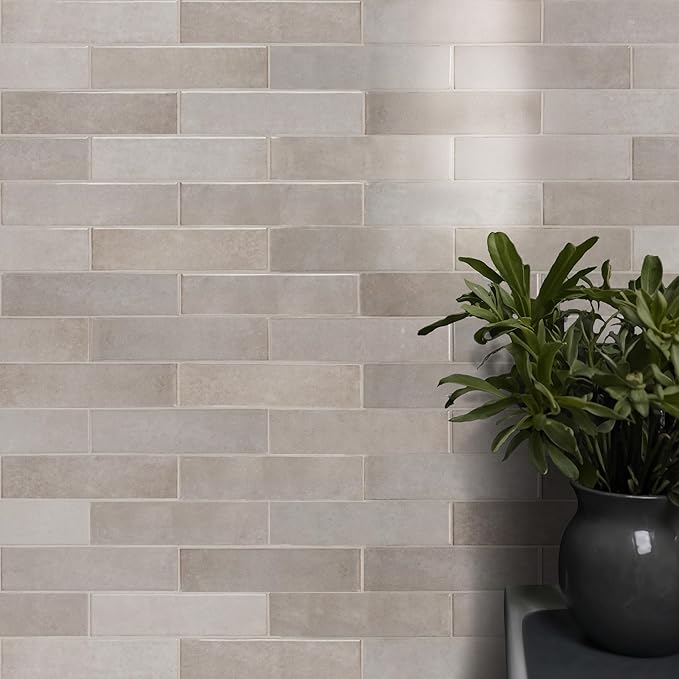 M S International Renzo Sterling Glossy Ceramic Subway Tile for Bathroom, Kitchen Backsplash, Accent Wall, and Shower - Sample