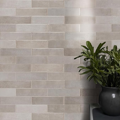 M S International Renzo Sterling 3 Inch x 12 Inch Glossy Ceramic Subway Tile for Bathroom, Kitchen Backsplash, Accent Wall, and Shower - GRAY-LIGHT