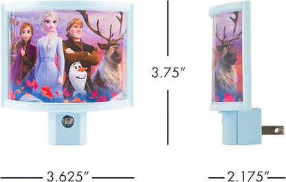 Disney Frozen Plug in Night Light with Dusk to Dawn Sensor, Wrap Shade | Plug-in, Dusk to Dawn, Girls Bedroom Decor, UL-Listed, Ideal for Nursery, Bathroom, 46276